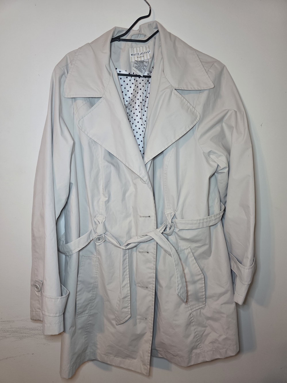 White Stag Womens Light Cream Rain Trench Coat with Polka-Dot Lining